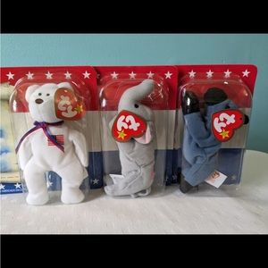 Vintage TY teenie beanie babies American Trio complete set